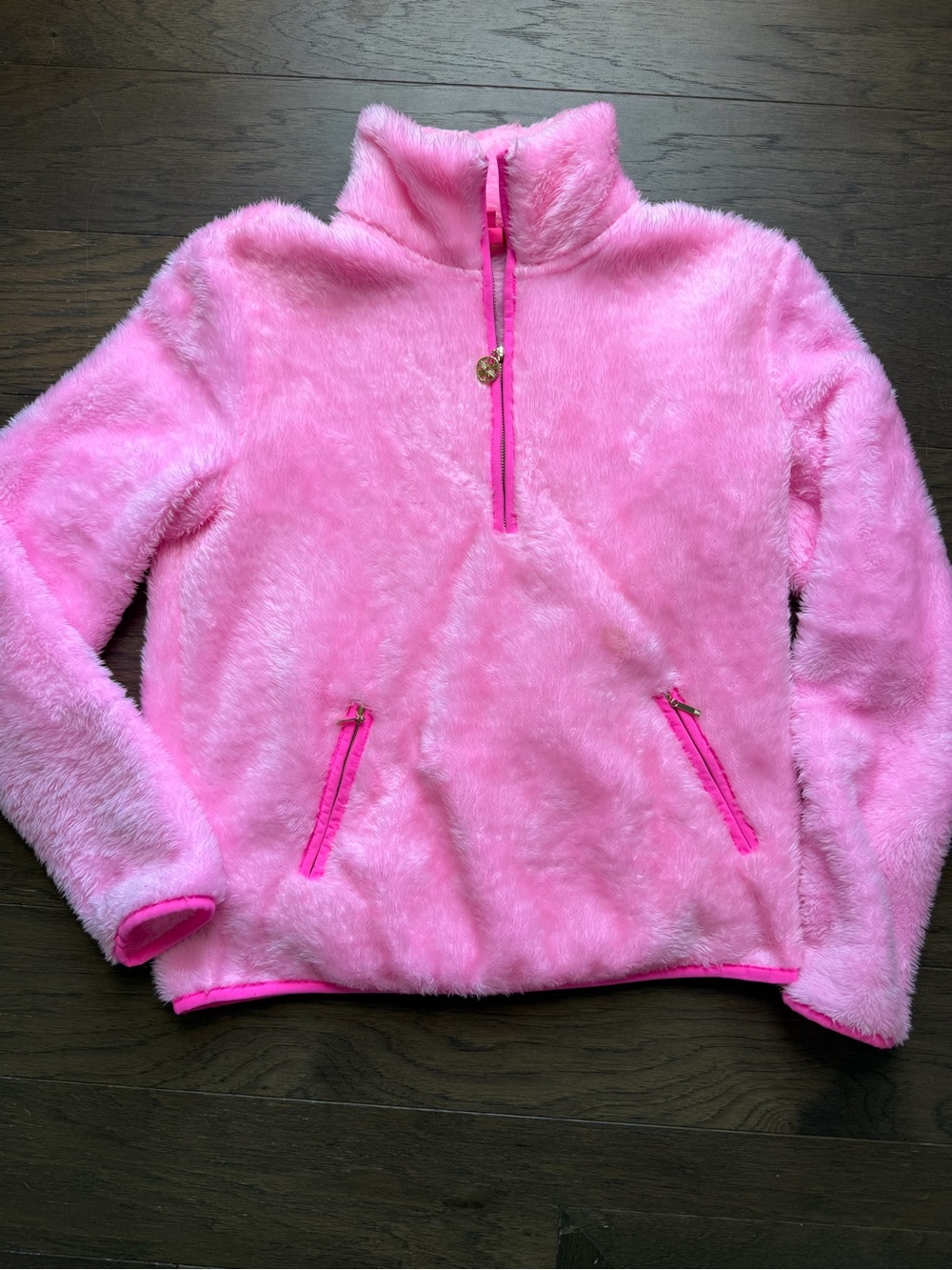 Lilly Pulitzer Pink Fuzzy Quarter-Zip Pullover